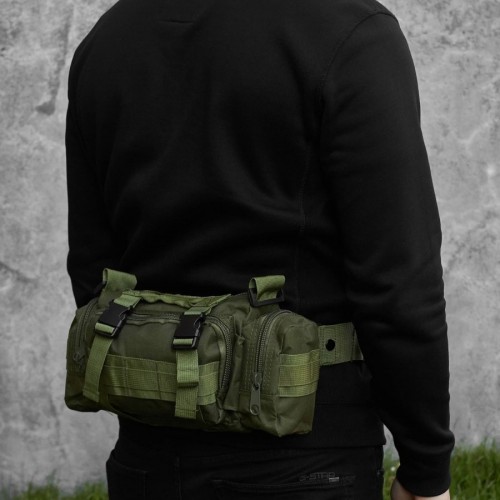 Сумка - підсумк тактична поясна Tactical військова, сумка нагрудна з ременем на плече 5 літрів кордура хакі