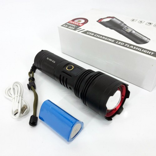 Ліхтар ручний акумуляторний PLD-503-TG powerbank, потужний акумуляторний лед ліхтарик, супер яскравий ліхтарик