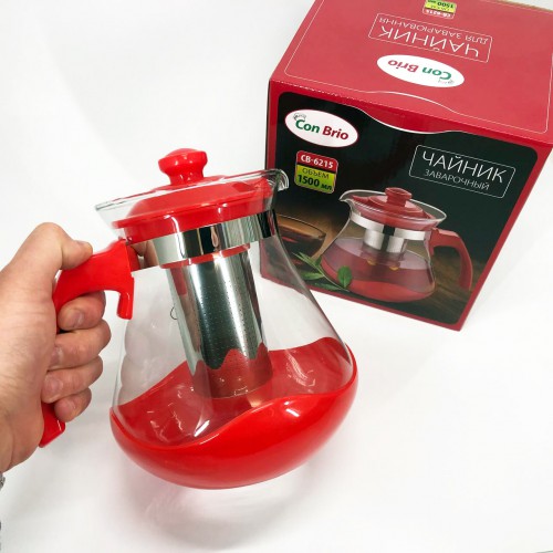 Чайник для заварювання Con Brio Green CB-6215 1,5 л, Чайник для заварювання якісний на кухню. Колір: червоний