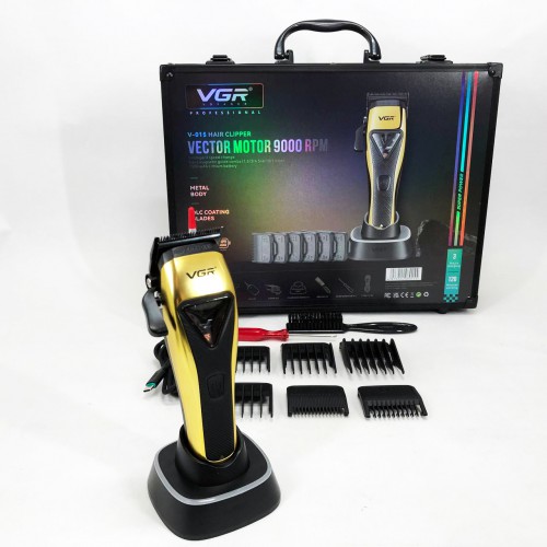 Машинка для стрижки VGR V-015 акумуляторна бездротова професійна 6 насадок