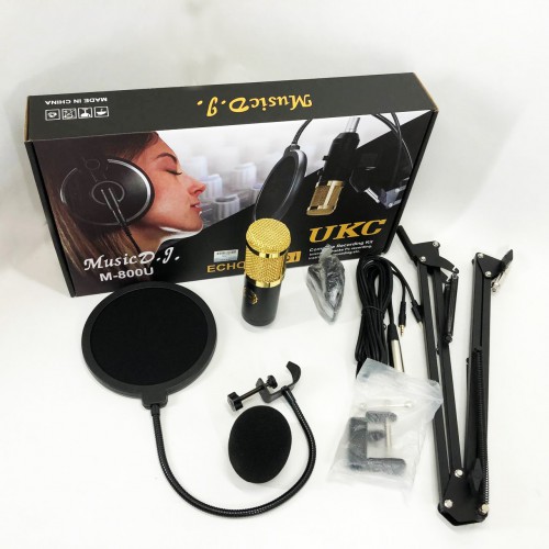 Мікрофон Студійний конденсаторний Music DJ. M-800U зі стійким та вітрозахистом
