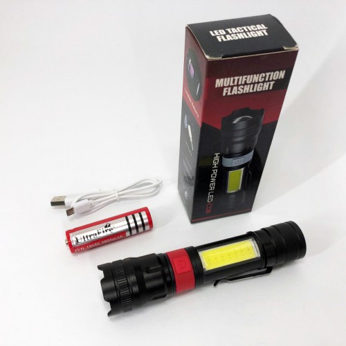 Ліхтар ручний акумуляторний PL-826-P70-COB(white+red), Портативний точковий ліхтар, Похідний ліхтарик