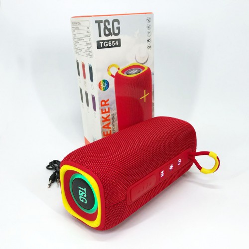 Портативна Bluetooth колонка TG654 8W з підсвічуванням, блютуз колонка для вулиці. Колір: червоний