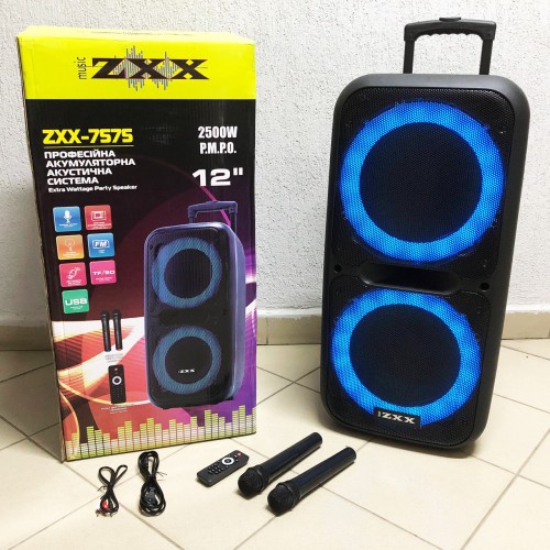 Акустична переносна колонка ZXX-7575 300 Вт акумуляторна з мікрофонами 80х39х33 см