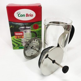 Френч-прес Con Brio CB-5580 0.8 л, Стильний скляний чайник для заварювання, Заварний скляний чайник