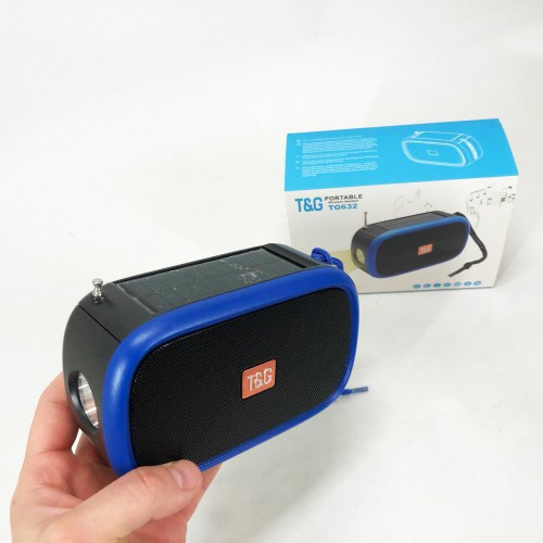 Bluetooth-колонка TG632 з радіо, ліхтарем, сонячною батареєю та гучномовцем. Колір: синій