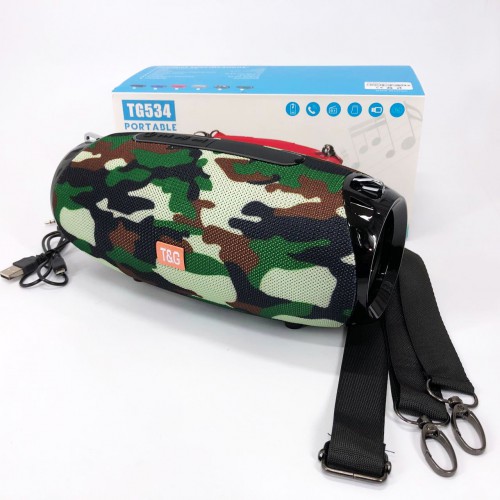 Портативна Bluetooth колонка TG534 SD IPX5 з ремінцем, гучна блютуз колонка. Колір: камуфляж