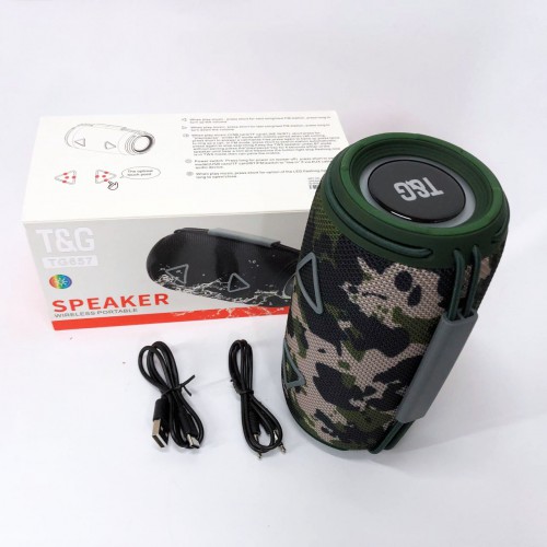 Bluetooth-колонка TG657 з RGB підсвічуванням 1500 mAh, Гучна блютуз колонка. Колір: камуфляж