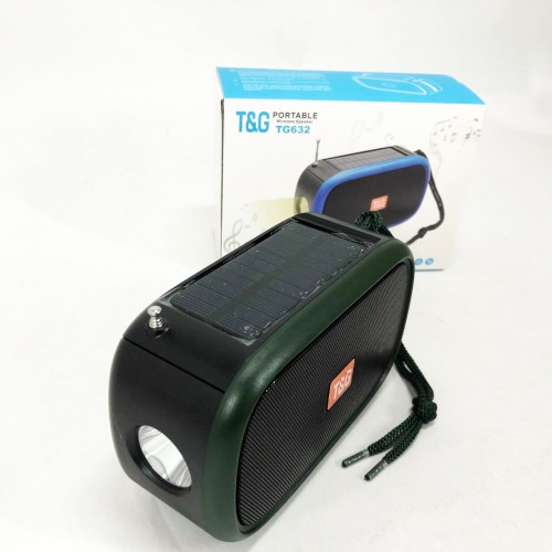 Bluetooth-колонка TG632 з радіо, ліхтарем, сонячною батареєю та гучномовцем. Колір: зелений