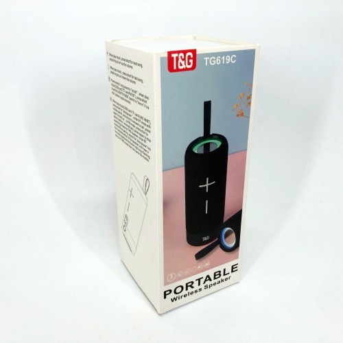 Портативна Bluetooth колонка TG619C FM-радіо USB/TF з ремінцем, Колонка для музики. Колір: чорний