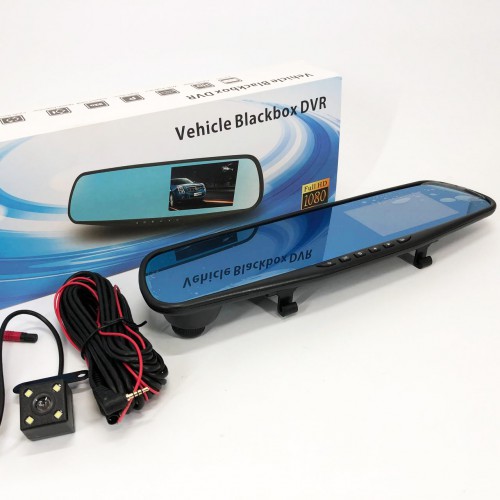 Автомобільний відеореєстратор-дзеркало L-9004 LCD 3.5'' 2 камери 1080P Full HD