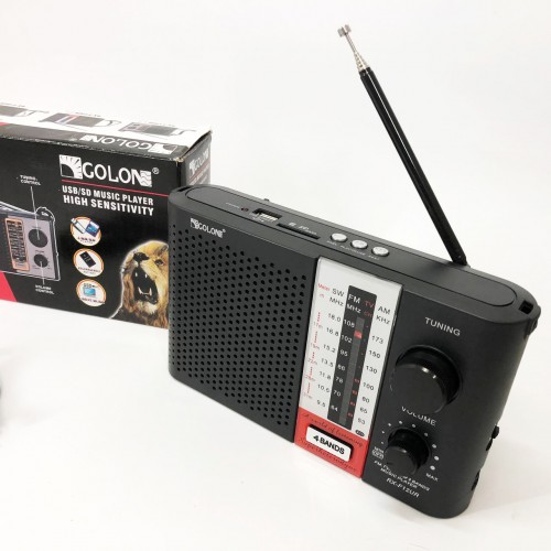 Радіоприймач переносний GOLON RX F12 AM/FM/SW, Радіоприймач am fm, Радіо переносне фм. Колір: чорний