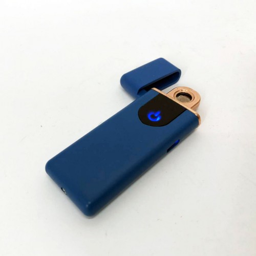 Електрозапальничка USB ZGP ABS, сенсорна електрична запальничка спіральна. Колір: синій