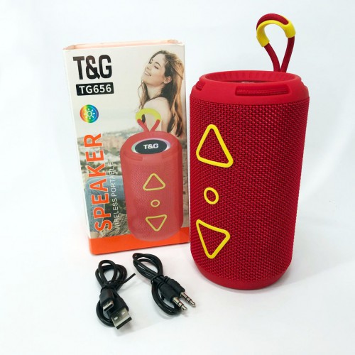 Bluetooth колонка портативна TG656 FM-радіо, акумуляторна колонка для музики. Колір: червоний