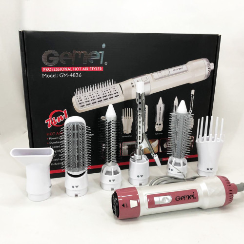Фен для волосся стайлер з насадками Gemei GM-4836 7 в 1, Фен-стайлер з різними насадками