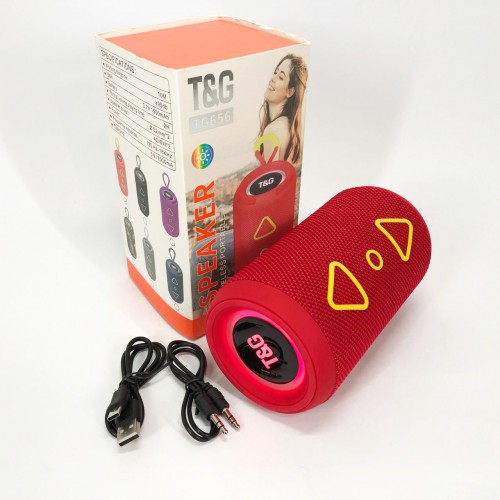 Bluetooth колонка портативна TG656 FM-радіо, акумуляторна колонка для музики. Колір: червоний