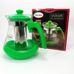 Чайник заварювальний Con Brio Green CB-6215 1,5 л, Чайник самовар скляний. Колір: зелений