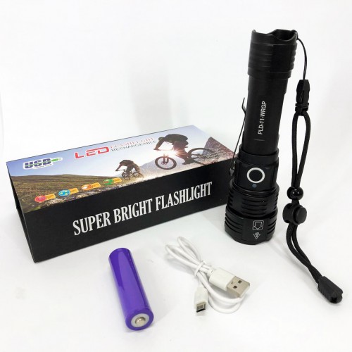 Ліхтар ручний акумуляторний PLD-11-4XPE(RGB), Кишеньковий ліхтар із usb зарядкою, Тактичний ліхтар police