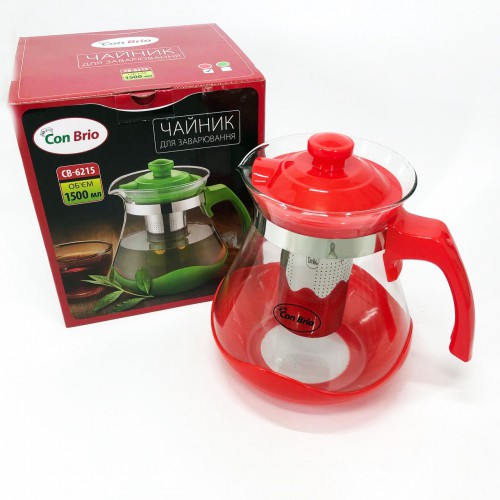 Чайник для заварювання Con Brio Green CB-6215 1,5 л, Чайник для заварювання якісний на кухню. Колір: червоний