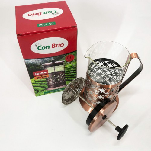 Френч-прес Заварник для чаю Con Brio CB-5180 800мл, Скляний чайник для чаю чайники