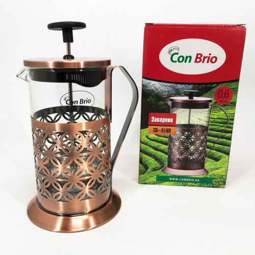 Френч-прес Заварник для чаю Con Brio CB-5180 800мл, Скляний чайник для чаю чайники