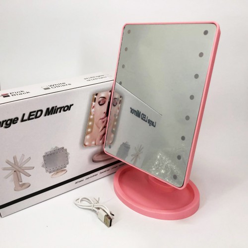 Дзеркало для макіяжу з 16 LED підсвічуванням Mirror, косметичне дзеркало з підсвічуванням. Колір: рожевий