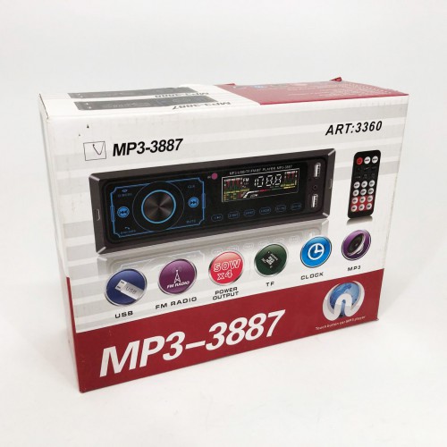 Автомагнітола MP3 3887 ISO 1DIN сенсорний дисплей LED/LCD, Автомобільна магнітола 1din штатна