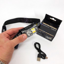 Ліхтар налобний YY-19B-3SMD+2COB(white+yellow+red), Налобний ліхтарик із usb зарядкою