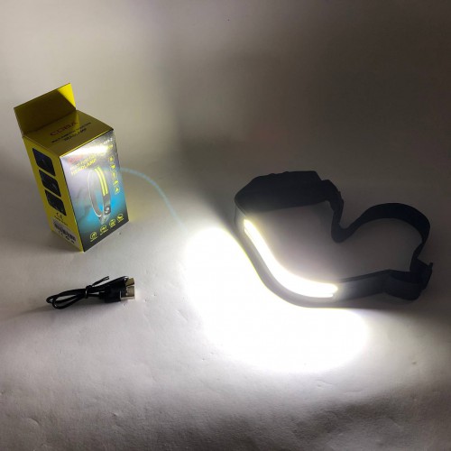 LED Ліхтар налобний BL-W689-LM+2COB (white+red) датчик руху, Ліхтарик на голову із зарядкою