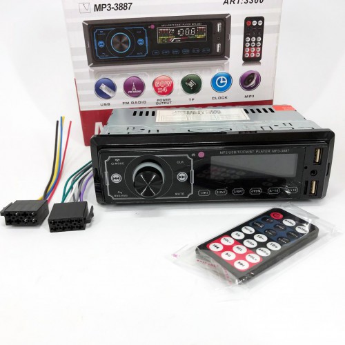 Автомагнітола MP3 3887 ISO 1DIN сенсорний дисплей LED/LCD, Автомобільна магнітола 1din штатна