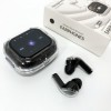 Бездротові вакуумні навушники TWS з дисплеєм LED, вологозахист IPx4 Bluetooth 5.4 з кейсом. Колір: чорний