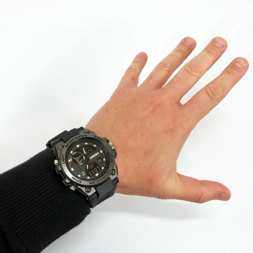 Годинник наручний чоловічий SKMEI 2031BK BLACK, чоловічий тактичний годинник, протиударний годинник. Колір: чорний