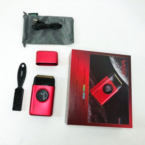 Електробритва VGR V-377 RED шейвер, Електрична акумуляторна бритва для гоління, шейвер чоловічий