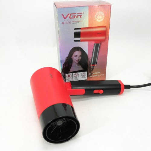 Фен із складною ручкою для волосся VGR V-426 2000Вт, Стильний фен для укладання волосся. Колір: червоний