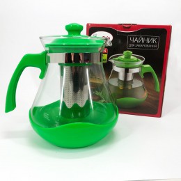 Чайник заварювальний Con Brio Green CB-6215 1,5 л, Чайник самовар скляний. Колір: зелений