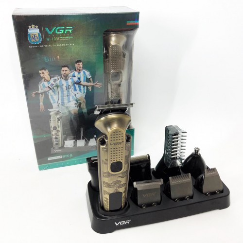 Набір для стрижки VGR 8 в 1 V-103, 19 насадок, Машинка для стрижки для дому, Машинка для стрижки чоловіча