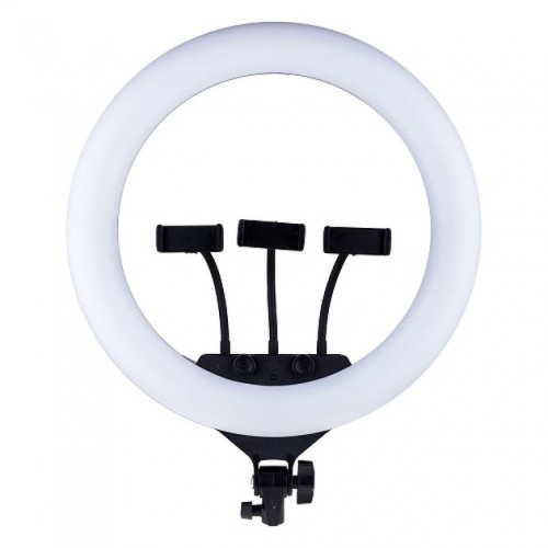 Кільцева LED лампа RGB MJ45 Ring 45 см комплектація адаптер із вбудованим кабелем, тримачі для телефону, пульт