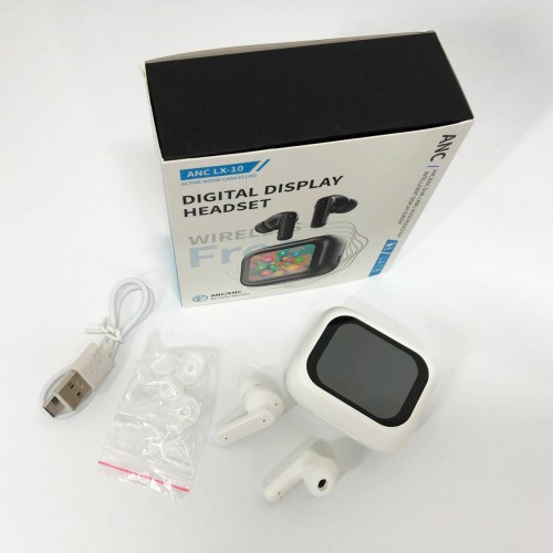 Навушники бездротові LX-10 TWS Earbuds з LED дисплеєм, Bluetooth гарнітури, Вакуумні навушники. Колір: білий