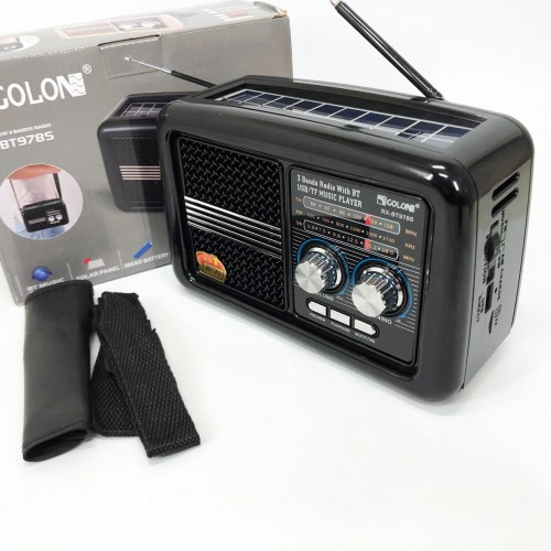Радіо приймач Golon RX-BT978S сонячна панель AUX 3.5mm, Радіо приймач з вбудованим акумулятором