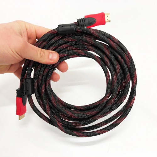 Кабель посилений 5м перехідник адаптер HDMI-HDMI тато-тато аудіо відео шнур в обмотці