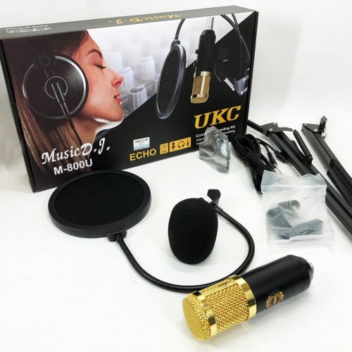 Мікрофон Студійний конденсаторний Music DJ. M-800U зі стійким та вітрозахистом