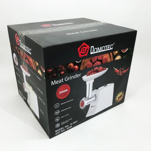 М'ясорубка електрична Domotec R3391 2000W, Потужна компактна м'ясорубка для дому, М'ясорубка 3 в 1