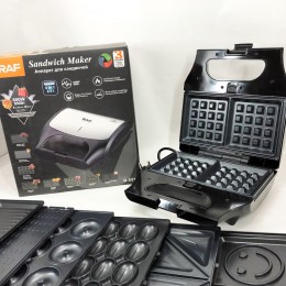 Вафельниця бутербродниця гриль сендвічниця електрична 8 в 1 RAF R.551 850W Мультипекар з 8 формами