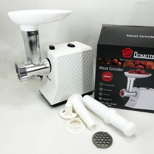 М'ясорубка електрична Domotec R3391 2000W, Потужна компактна м'ясорубка для дому, М'ясорубка 3 в 1