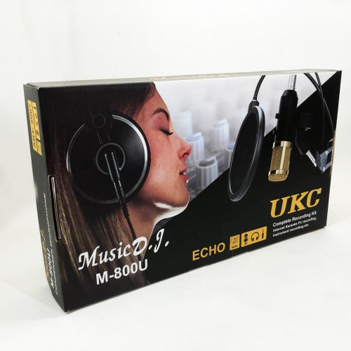 Мікрофон Студійний конденсаторний Music DJ. M-800U зі стійким та вітрозахистом