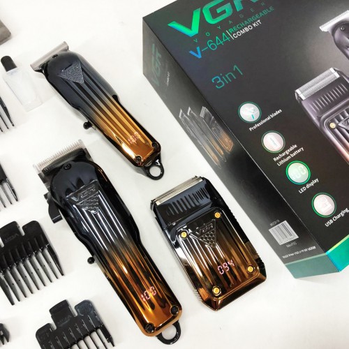 Комплект VGR 3 в 1 V-644 акумуляторна машинка для стрижки, триммер та електробритва шейвер