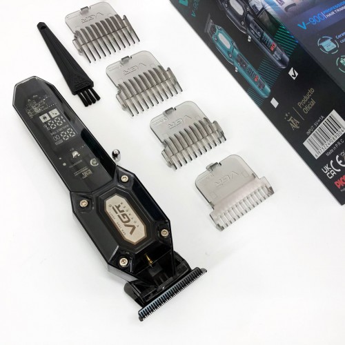Акумуляторна машинка для стрижки VGR V-900 з дисплеєм бездротова для стрижки волосся. Колір: чорний