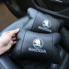 Автомобільні подушки 2 шт на підголівник Skoda / Шкода, з натуральної шкіри, стильний аксесуар для вашого авто