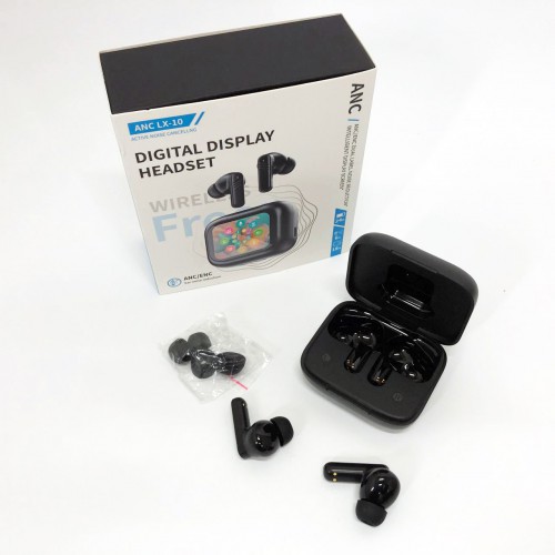 Бездротові навушники LX-10 TWS Earbuds з LED дисплеєм Bluetooth бездротові навушники затички. Колір: чорний