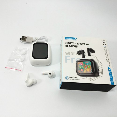 Навушники бездротові LX-10 TWS Earbuds з LED дисплеєм, Bluetooth гарнітури, Вакуумні навушники. Колір: білий